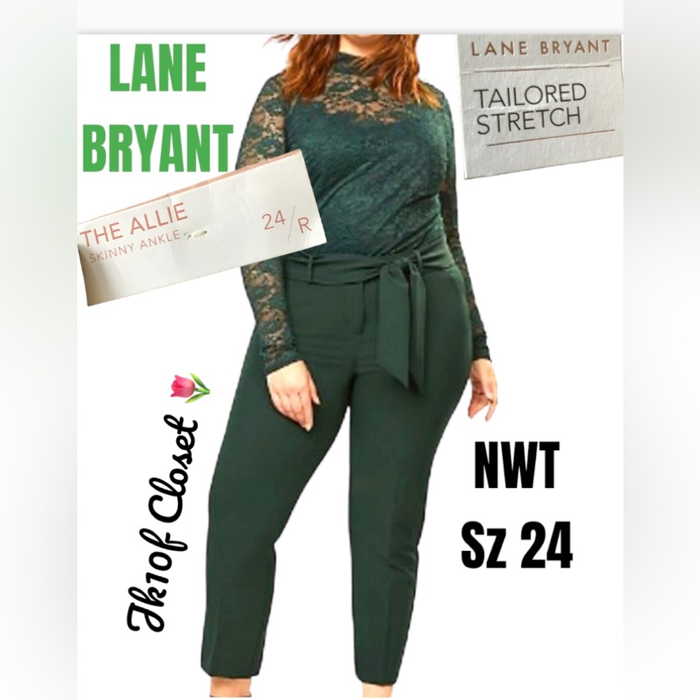 🌼NWT LANE BRYANT Sz24 THE ALLIE GREEN DRESS PANTS